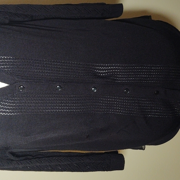 Madison Women's Black Cardigan with Sheer Back - Picture 2 of 8